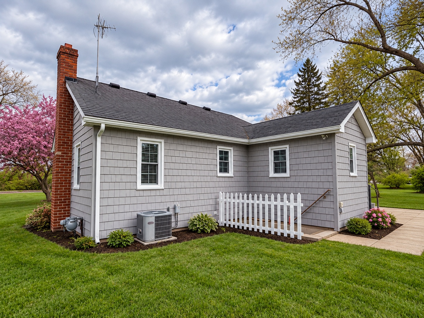 Repaired house, rear exterior