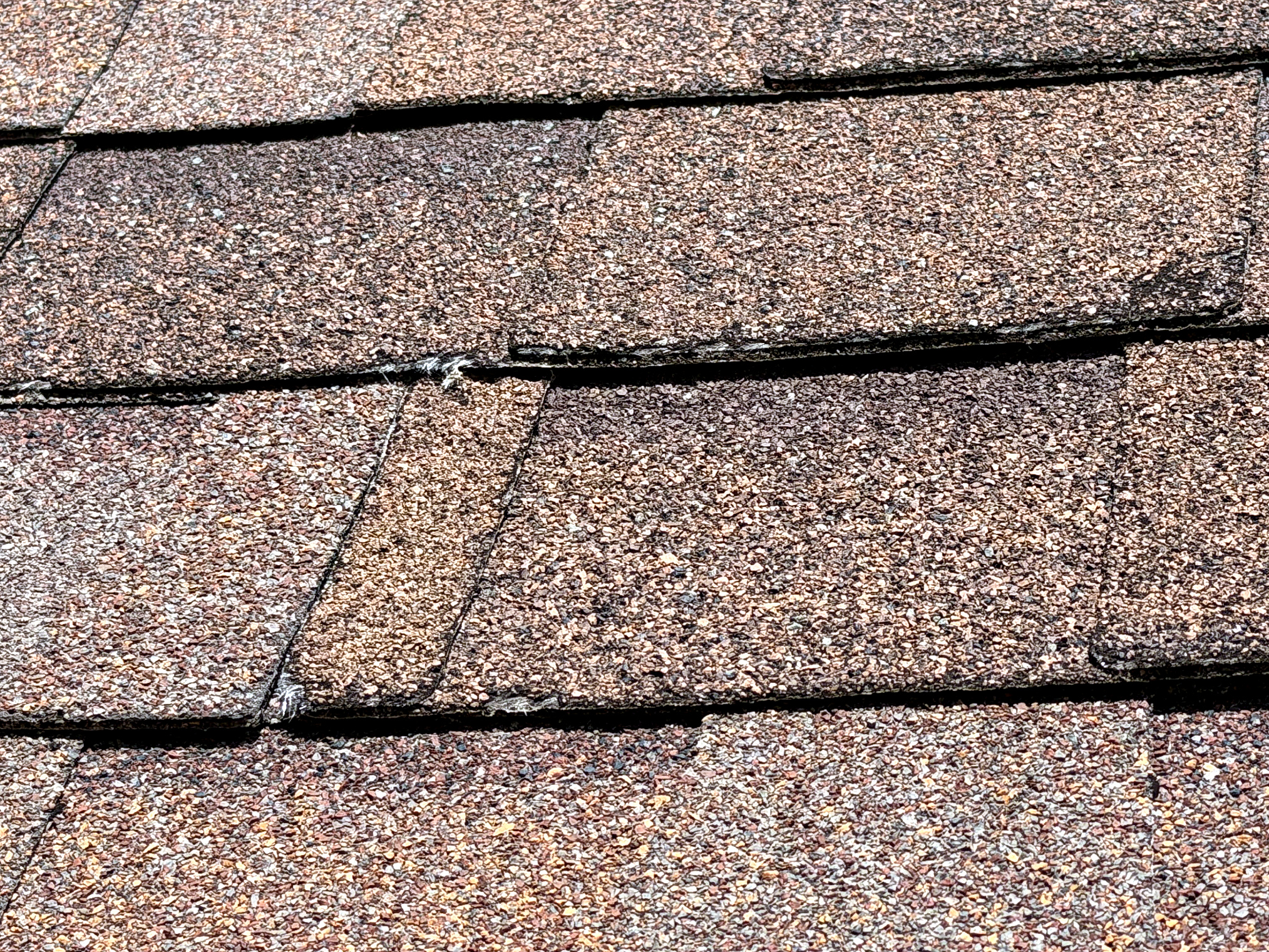 Lifted, loose shingle edges