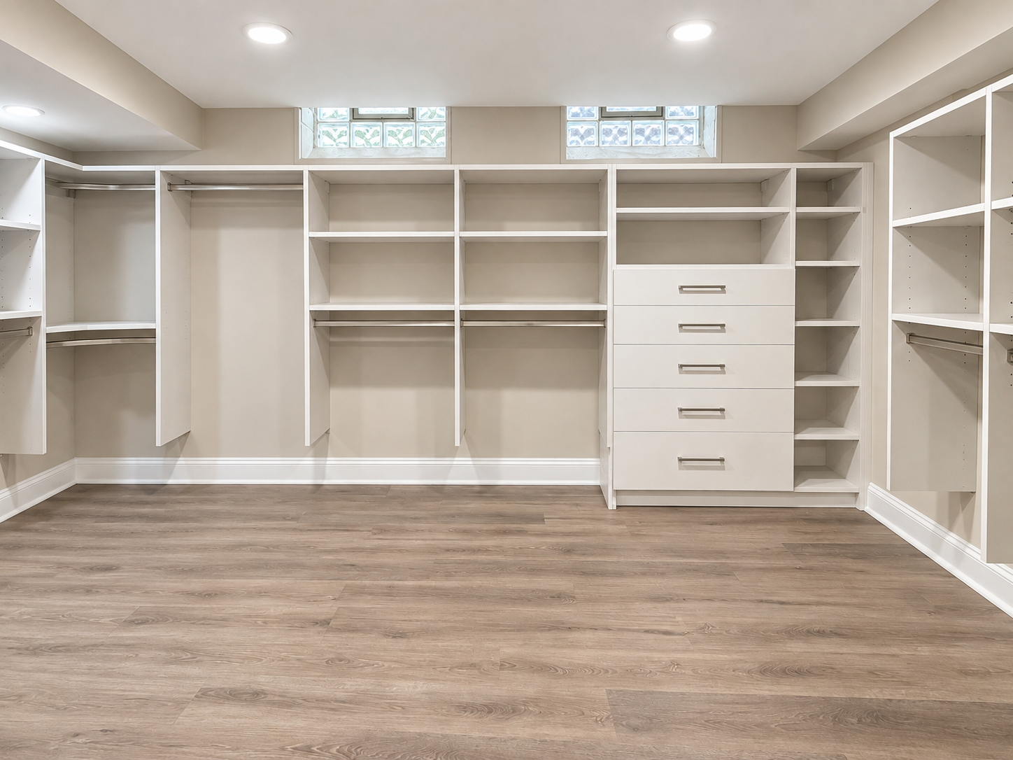 Walk-in closet with built-in shelving